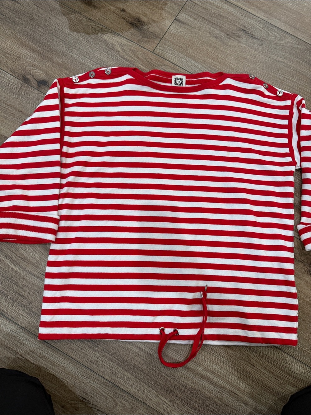 Vintage Anne Klein Red and White Striped Boatneck Top